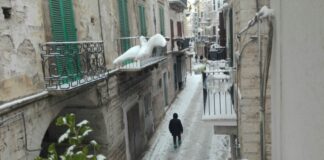 Neve e gelo in Puglia, Bari imbiancata