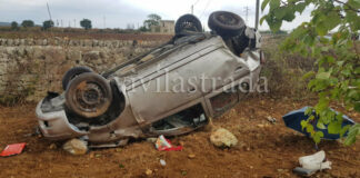 Auto si ribalta sulla SP 106 per Putignano: muore una 26enne, 3 feriti