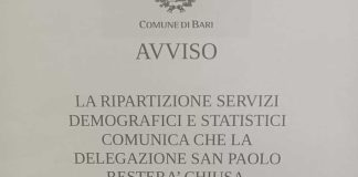 Bari, chiude per ferie l’Ufficio Demografico del San Paolo: le critiche di Barnabà